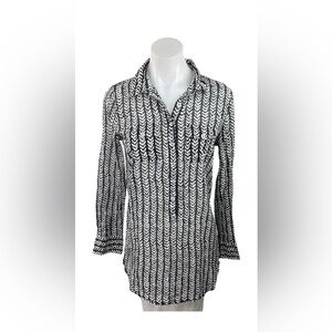 J. Crew Navy and White Arrow-Print Button Shirt